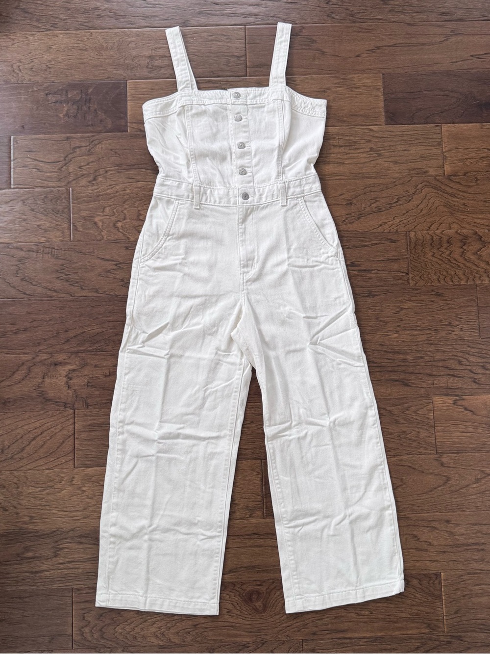 EUC Levi's Drea Jumpsuit White Button-Front Wide-Leg Jumpsuit Size Small